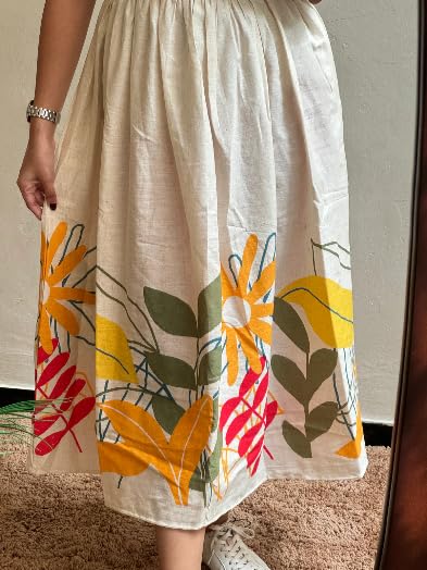 Pure Cotton Maxi Midi Dress – Elegant Floral Printed Long Dress - Image 2
