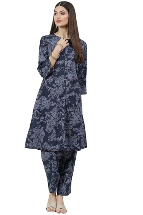 Cotton Co-ord Set Kurta Relaxed Pant Suit Set