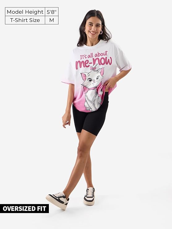 Me-Now Women and Girls Short Sleeve Round Neck Graphic Print Oversized Fit T-Shirts - Image 2