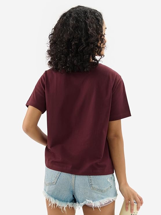 Maroon Graphic Printed Regular Fit Cotton T-Shirts - Image 4