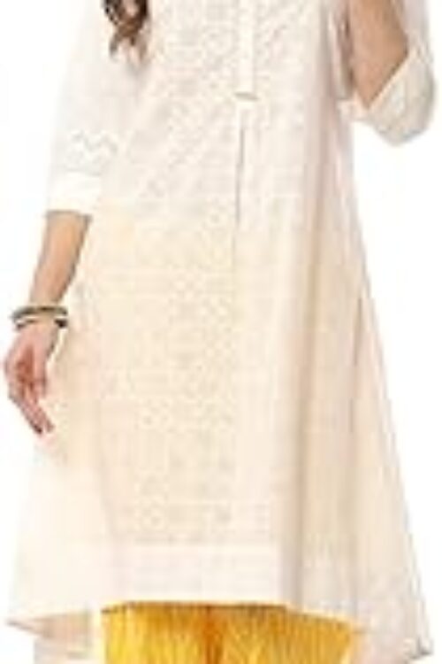 Women Cotton A – Line Kurta Cropped Palazzo Suit Set