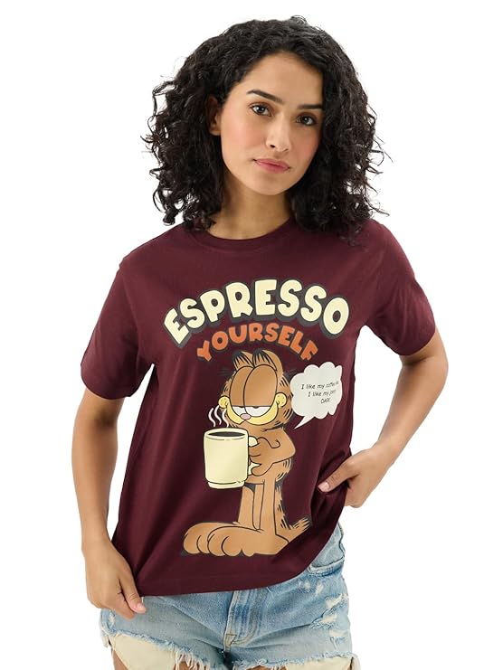 Maroon Graphic Printed Regular Fit Cotton T-Shirts
