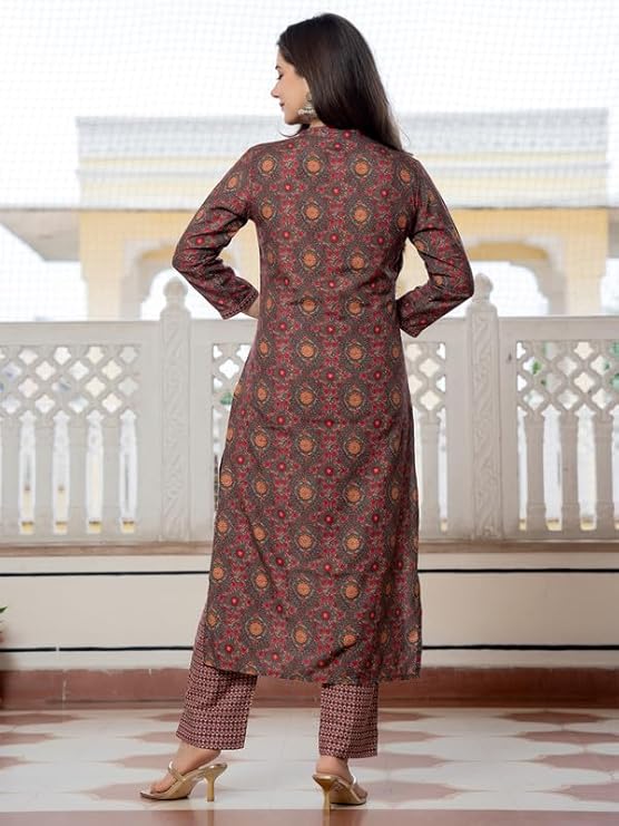 Rayon Blend Floral Straight Printed Kurta Pant With Dupatta - Image 3
