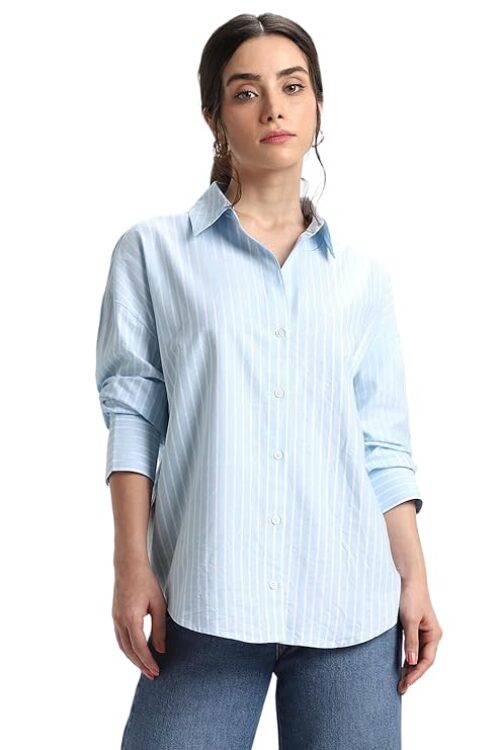 Oversized Oxford Stripe Shirt, Relaxed Fit Stripe