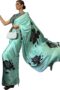 Women's Striped Crepe Printed Saree With Unstitched Blouse Piece