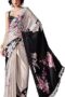 Women's Satin Two Way Floral Black Saree With Un-stitched blouse