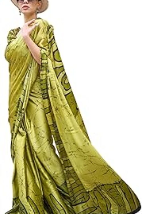 Women’s Crepe Digital Print Designer Saree With Unstitched Blouse Piece (KUBIK324001_RJ)