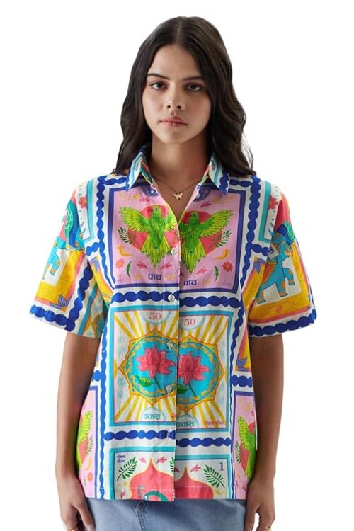 Vintage Stamps Womens Oversized Fit Graphic