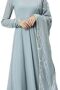 Women's Grey Poly Georgette Solid Kurta with Dupatta
