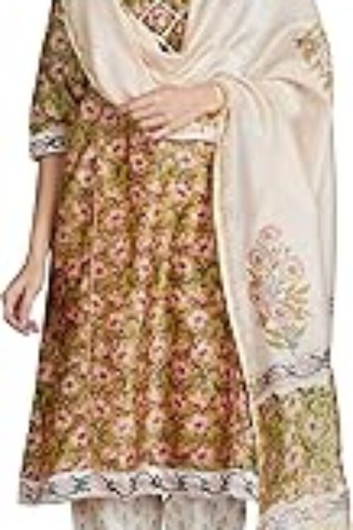 Women’s Silk Chanderi Handblock Printed Authentic Kurta Set with Dupatta (Sanganeri Print)