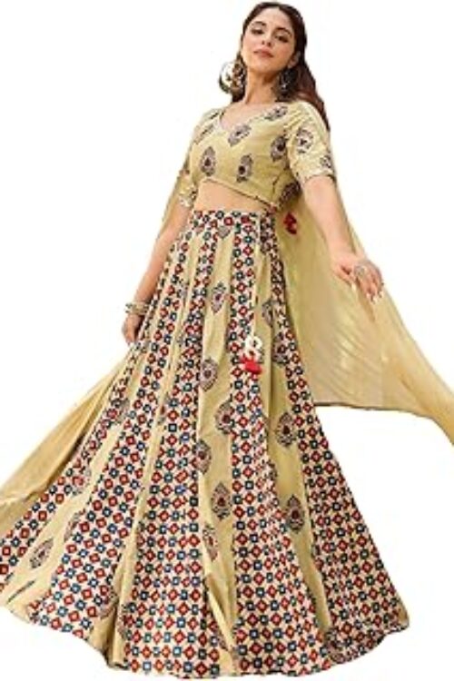 Women’s Pure Cotton Floral Printed Lehenga Choli with Dupatta Set