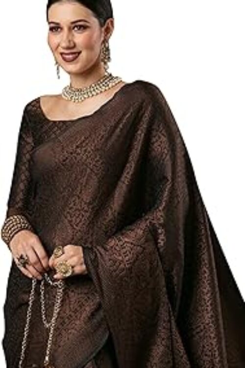 Women’s Woven Design Zari Work Banarasi Silk Saree With Unstitched Blouse Piece