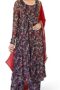 Women's Dark Blue Georgette Digital Floral Printed Kurta with Palazzo and Dupatta