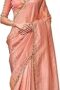 Women's Plain Organza Solid Embellished Lace Saree with Un-Stitched Blouse